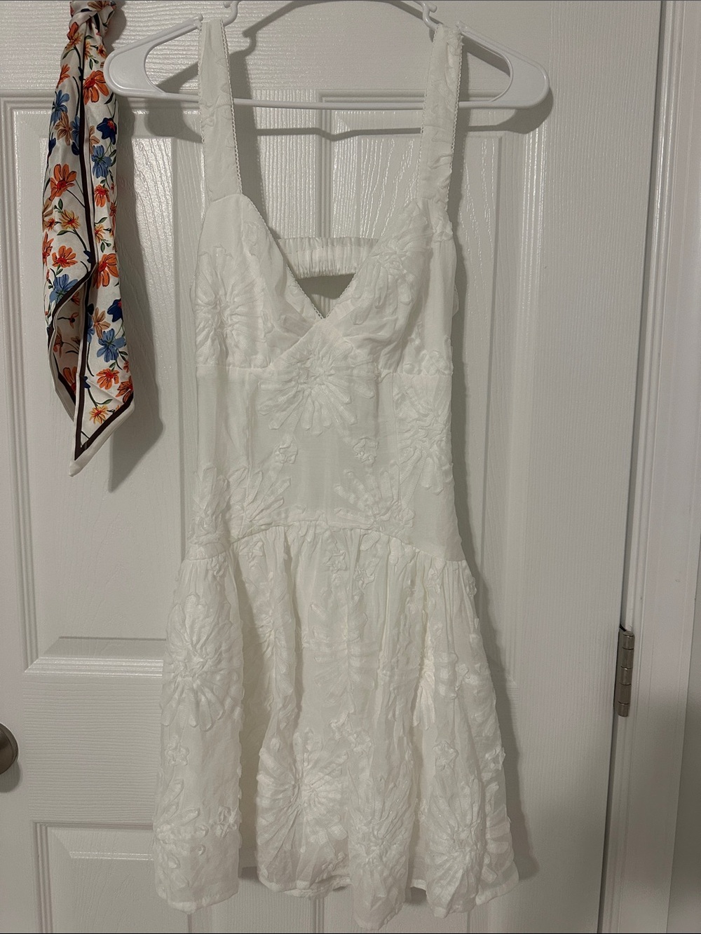 White Embroidered Floral Sundress - Women's Summer Dress